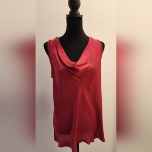 Theory Silk Cowl Neck Blouse - Red Large